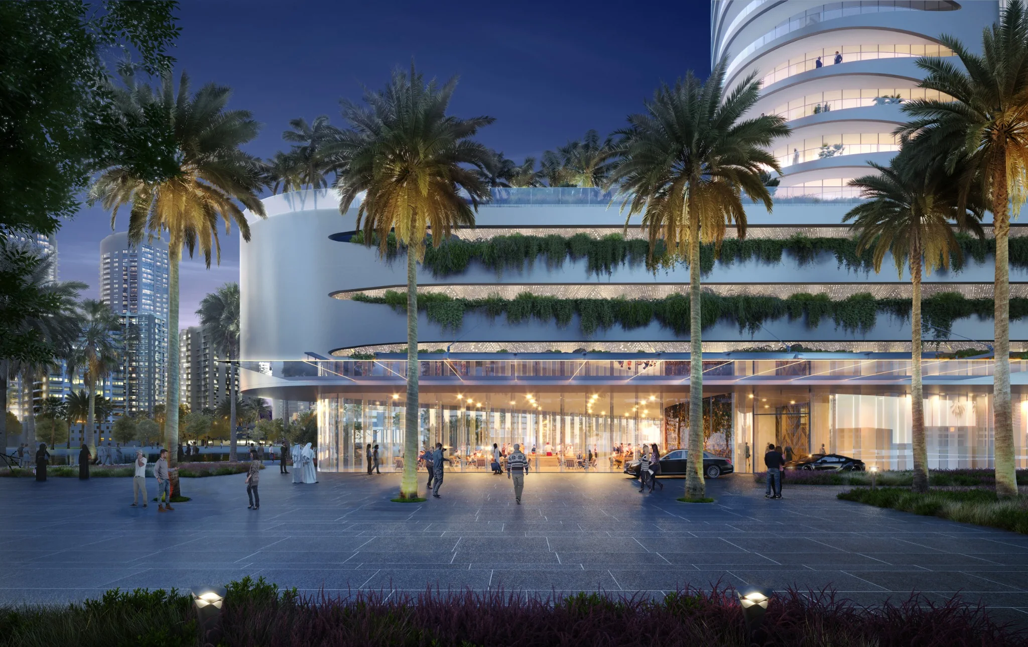 Hospitality exterior at night