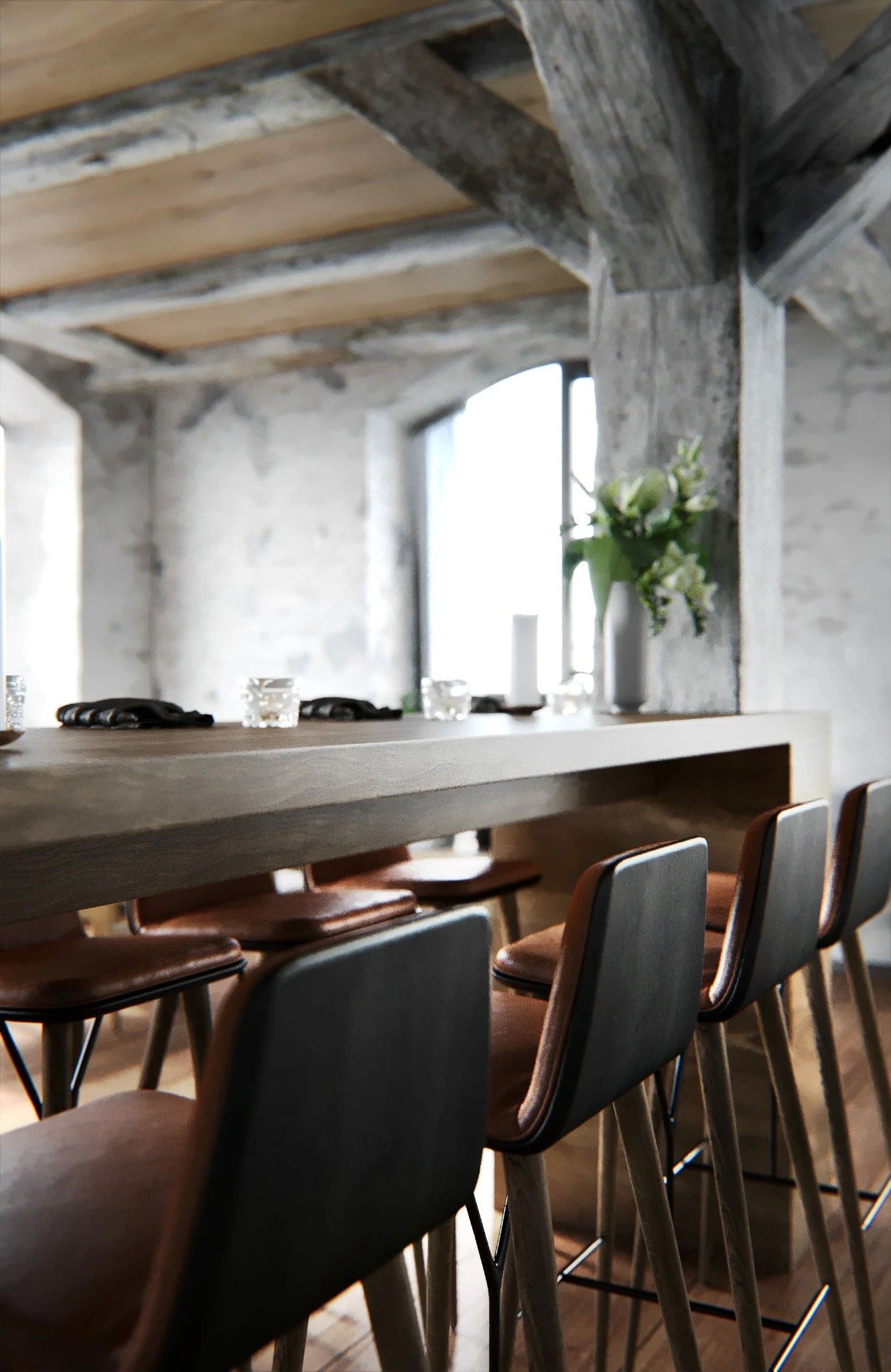 Restaurant bar and seating detail